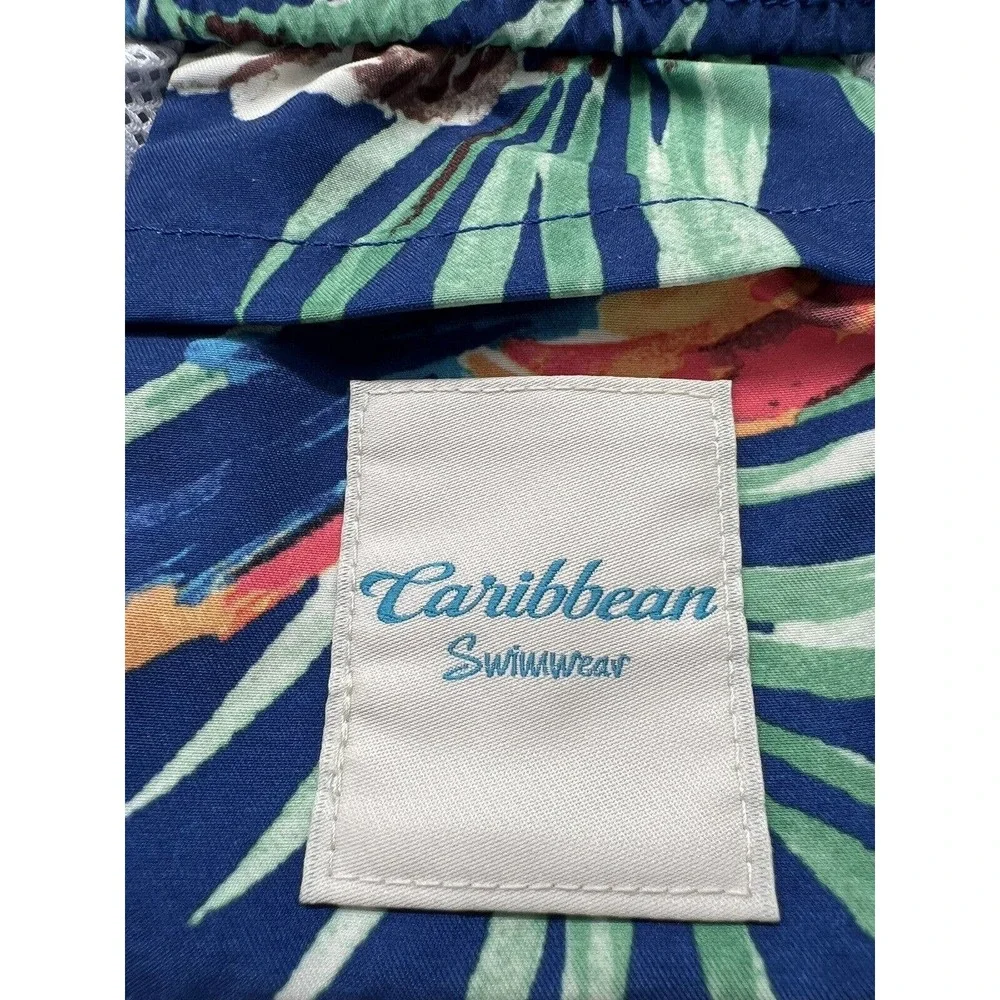 Caribbean Swimwear Men’s Swim Trunks 4XB Big‎ Bright Tropical Drawstring Pockets